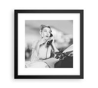 Affiche Poster 30x30cm Tableaux Image Photo Vintage Noir Et Blanc Téléphoner Art