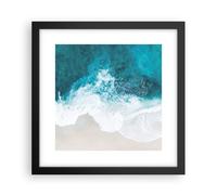 Affiche Poster 30x30cm Tableaux Image Photographie Aérienne Plage Vague Art
