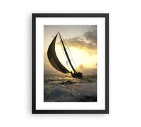 Affiche Poster 30x40cm Tableaux bateau coucher du soleil le soleil Paysage Art