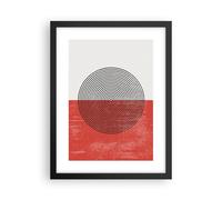 Affiche Poster 30x40cm Tableaux Image Abstraction Blanc-Rouge Cercles Wall Art