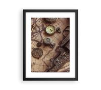 Affiche Poster 30x40cm Tableaux Image Cartographie Vintage Boussole Wall Art