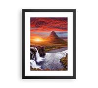 Affiche Poster 30x40cm Tableaux Image Kirkjufell Chute D'Eau Montagne Wall Art