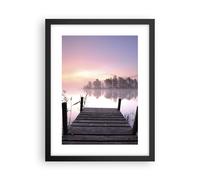 Affiche Poster 30x40cm Tableaux Image Matinée lever de soleil brouillard lac Art
