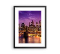 Affiche Poster 30x40cm Tableaux Image New York nuit pont de Brooklyn Wall Art