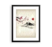 ARTTOR Affiche Decoration Murale Aquarelle Asie Paysage Moderne Poster Cadre Noir 30x40cm Deco Affiches Murales Tableau Decoration Salon Chambre Cuisine Wall Art Design Decor P2BPA30x40-4513