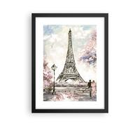 Affiche Poster 30x40cm Tableaux Image Photo Arbres Eiffle Couple France Wall Art