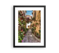 Affiche Poster 30x40cm Tableaux Image Photo Chemin fleurs maison cour Wall Art