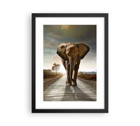 Affiche Poster 30x40cm Tableaux Image Photo Elephant Route Campagne Wall Art