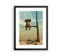 Affiche Poster 30x40cm Tableaux Image Photo Éléphant S'asseyant Branche Wall Art