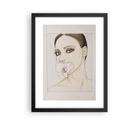 Affiche Poster 30x40cm Tableaux Image Photo Femme Silence Fleur Wall Art