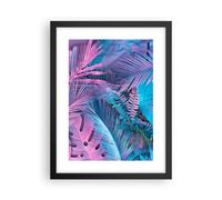 Affiche Poster 30x40cm Tableaux Image Photo Feuilles Rose Bleu Wall Art