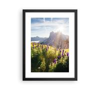 Affiche Poster 30x40cm Tableaux Image Photo montagnes prairie fleurs Wall Art