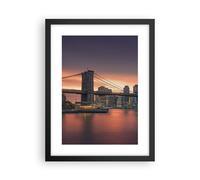 Affiche Poster 30x40cm Tableaux Image Photo Nouveau york pont nuit Wall Art