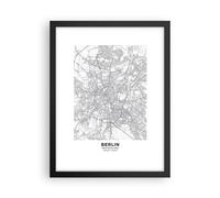 Affiche Poster 30x40cm Tableaux Image Photo Ville Carte Berlin Wall Art