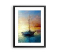 Affiche Poster 30x40cm Tableaux Image Photo Voilier Ouest Le Soleil Wall Art