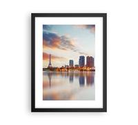 Affiche Poster 30x40cm Tableaux Image Rivière Gratte-ciel Vue Eiffle Wall Art