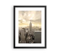 Affiche Decoration Murale Ville Gratte-ciel Manhattan New York Moderne Poster Cadre Noir 30x40cm Deco Affiches Murales Tableau Decoration Salon Chambre Cuisine Wall Art Design Decor P2BPA30x40-2630