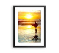 Affiche Poster 30x40cm Tableaux Surfeur Coucher de soleil Océan planche Art