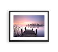 Affiche Poster 40x30cm Tableaux Image Matinée lever de soleil brouillard lac Art