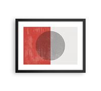 Affiche Poster 40x30cm Tableaux Image Photo Abstraction Blanc-Rouge Cercles Art