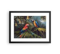 Affiche Poster 40x30cm Tableaux Image Photo Ara Perroquets Palmiers Wall Art