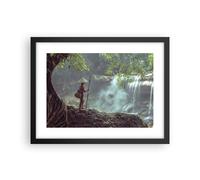 Affiche Poster 40x30cm Tableaux Image Photo Asie Garçon Chute D'Eau Wall Art