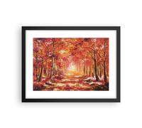 Affiche Poster 40x30cm Tableaux Image Photo Automne Forêt Rouge Wall Art
