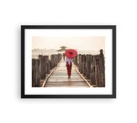 Affiche Poster 40x30cm Tableaux Image Photo Birmanie Parapluie Pont Wall Art