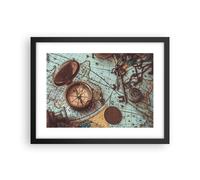 Affiche Poster 40x30cm Tableaux Image Photo Boussole Vintage Carte Wall Art