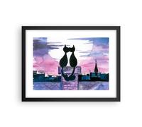 Affiche Poster 40x30cm Tableaux Image Photo Chats toit amour animal Wall Art