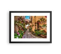 Affiche Poster 40x30cm Tableaux Image Photo Chemin fleurs maison cour Wall Art