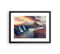 Affiche Poster 40x30cm Tableaux Image Photo Chute D'Eau Ciel Montagne Wall Art