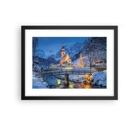 Affiche Poster 40x30cm Tableaux Image Photo De fête Église Neige Wall Art
