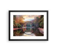 Affiche Poster 40x30cm Tableaux Image Photo Jardin Rhododendrons Pont Wall Art