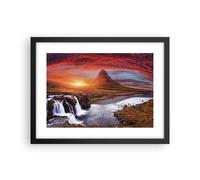 Affiche Poster 40x30cm Tableaux Image Photo Kirkjufell Chute D'Eau Montagne Art