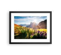 Affiche Poster 40x30cm Tableaux Image Photo montagnes prairie fleurs Wall Art