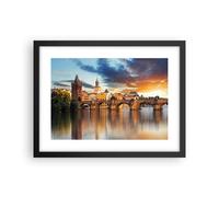 Affiche Poster 40x30cm Tableaux Image Photo Prague pont histoire rivière Art