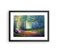 Affiche Poster 40x30cm Tableaux Image Photo prairie eau arbre Wall Art