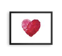 Affiche Poster 40x30cm Tableaux Image Photo Rouge Coeur Aquarelle Wall Art