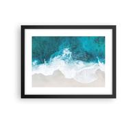 Affiche Poster 40x30cm Tableaux Image Photographie Aérienne Plage Vague Art