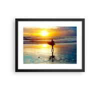 Affiche Poster 40x30cm Tableaux Image Surfeur Coucher de soleil Océan planche
