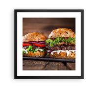 Affiche Poster 40x40cm Tableaux Image Américain hamburger nourriture barbecue