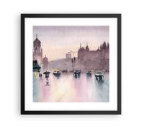 Affiche Poster 40x40cm Tableaux Image Aquarelle Ville Monuments Historiques Art