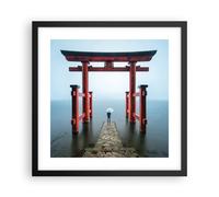 Affiche Poster 40x40cm Tableaux Image Itsukushima-Jinja Temple Parapluie Art