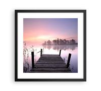 Affiche Poster 40x40cm Tableaux Image Matinée lever de soleil brouillard lac Art