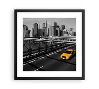 Affiche Poster 40x40cm Tableaux Image New York Manhattan pont de Brooklyn taxi