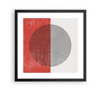 Affiche Poster 40x40cm Tableaux Image Photo Abstraction Blanc-Rouge Cercles Art