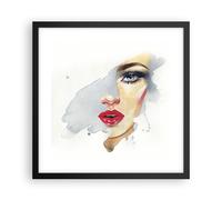 Affiche Poster 40x40cm Tableaux Image Photo Aquarelle Femme Bouche Wall Art