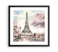 Affiche Poster 40x40cm Tableaux Image Photo Arbres Eiffle Couple France Wall Art