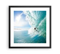 Affiche Poster 40x40cm Tableaux Image Photo Aventure surfeur vague océan Art